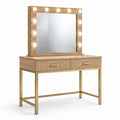 Schminktisch 120×50×150 cm Holzoptik mit beleuchtetem Spiegel und 2 Schubladen