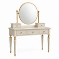 Frisiertisch 120×45×150 cm aus Holzwerkstoff in Creme/Gold mit Spiegel und Schubladen im klassischen Stil