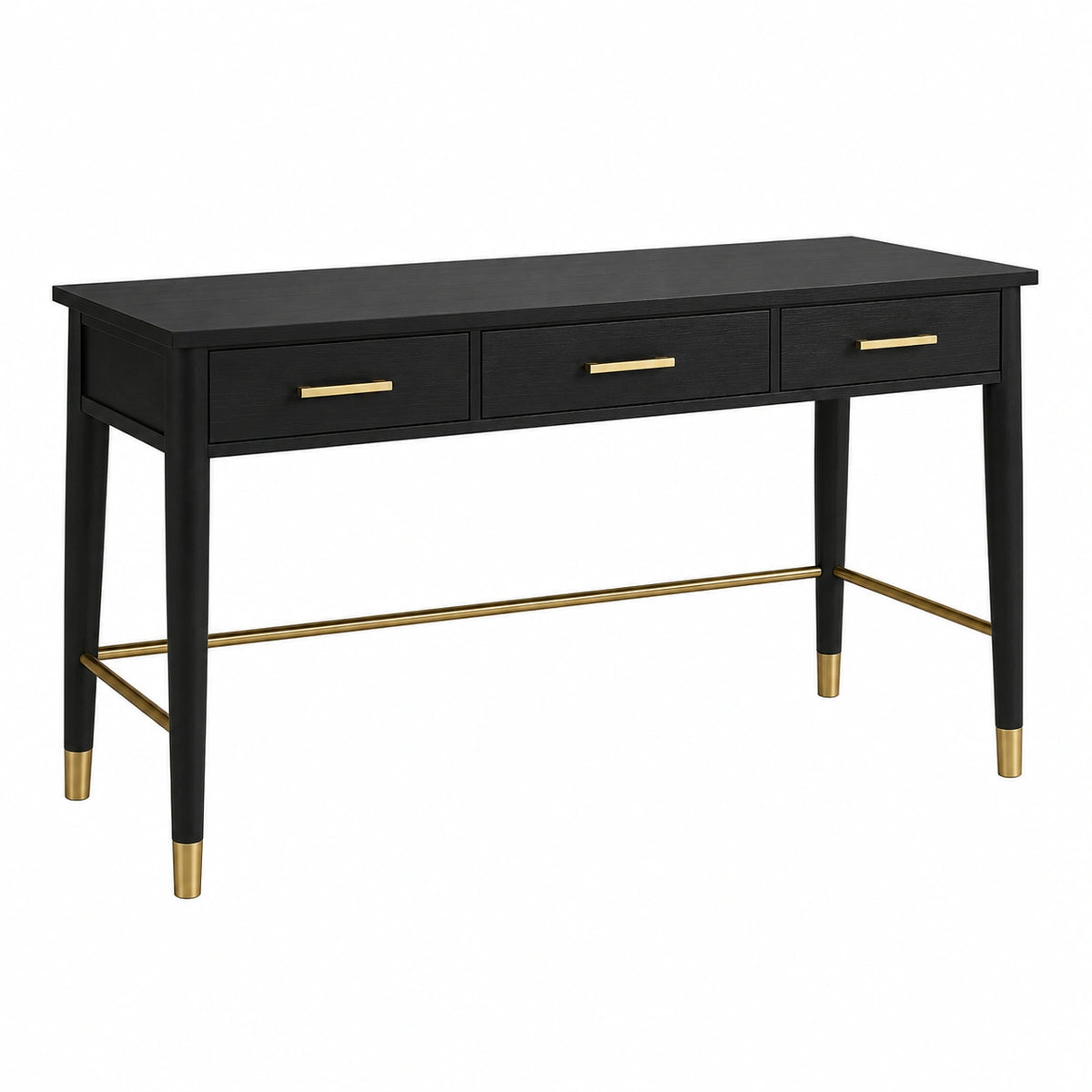 Schreibtisch 120 x 60 x 76 cm Holzwerkstoff Schwarz mit 3 Schubladen