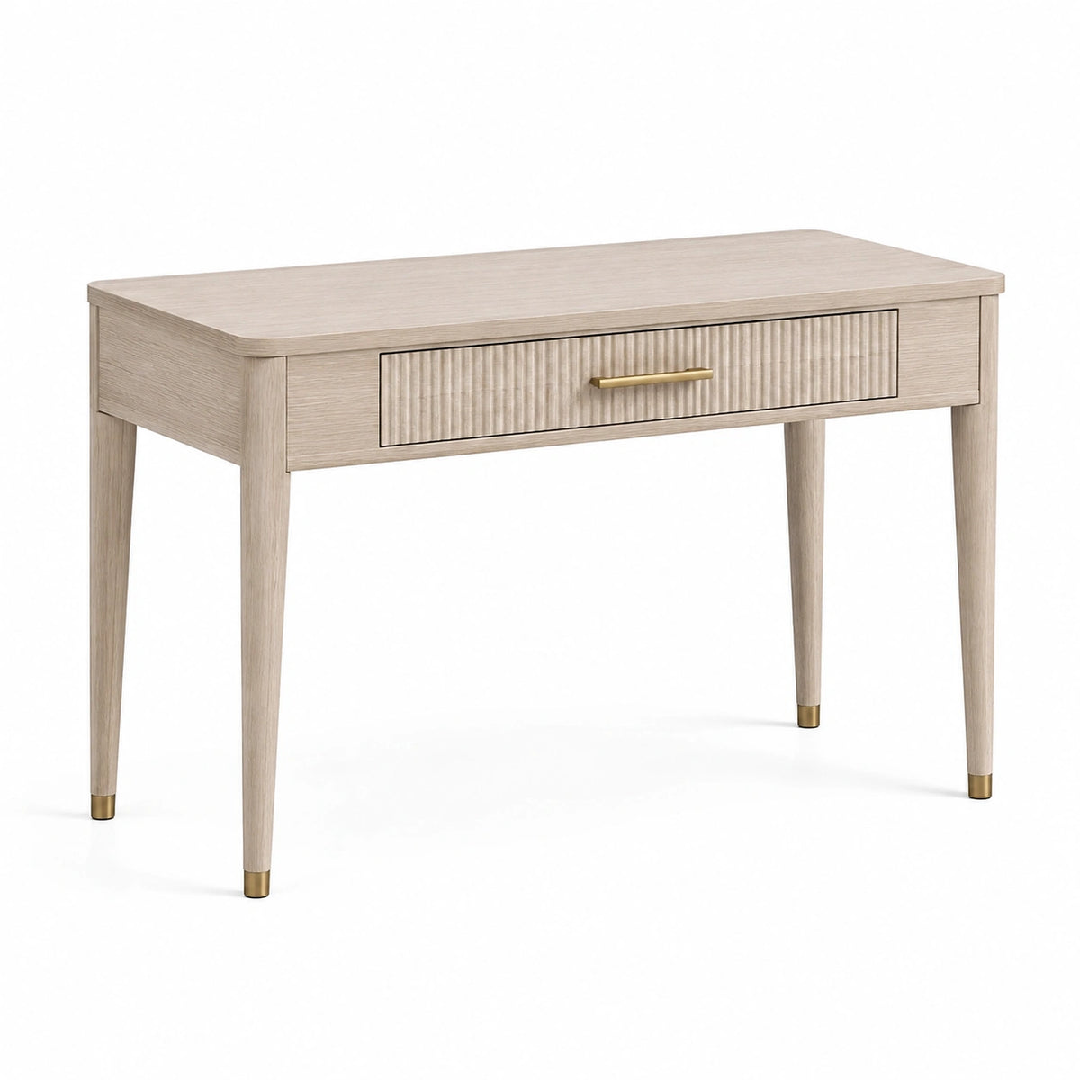 Schreibtisch 100×50×76 cm aus Holzwerkstoff in heller Eichenoptik mit Schublade und geriffelter Front
