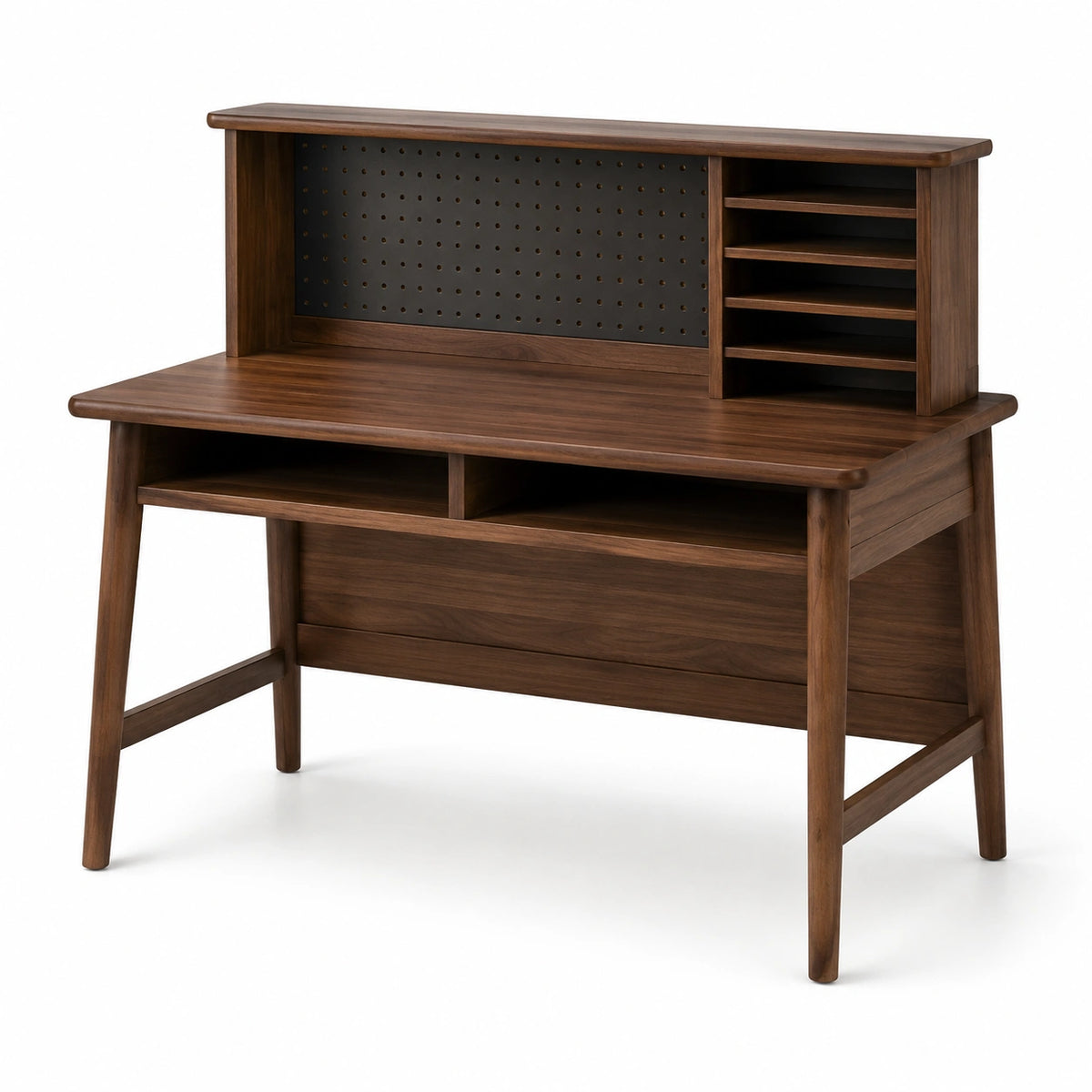 Schreibtisch 120×60×110 cm Holz Nussbraun mit Aufsatz und Ablagen