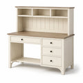 Schreibtisch mit Aufsatz 120×60×150 cm Holzwerkstoff Cremebraun Landhausstil mit Schubladen