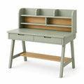 Schreibtisch 120×60×140cm aus Holzwerkstoff in Salbeigrün mit Schubladen und Aufsatzregal