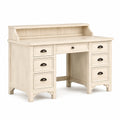Schreibtisch 140×60×100 cm Holz Cremeweiß mit 7 Schubladen Landhausstil