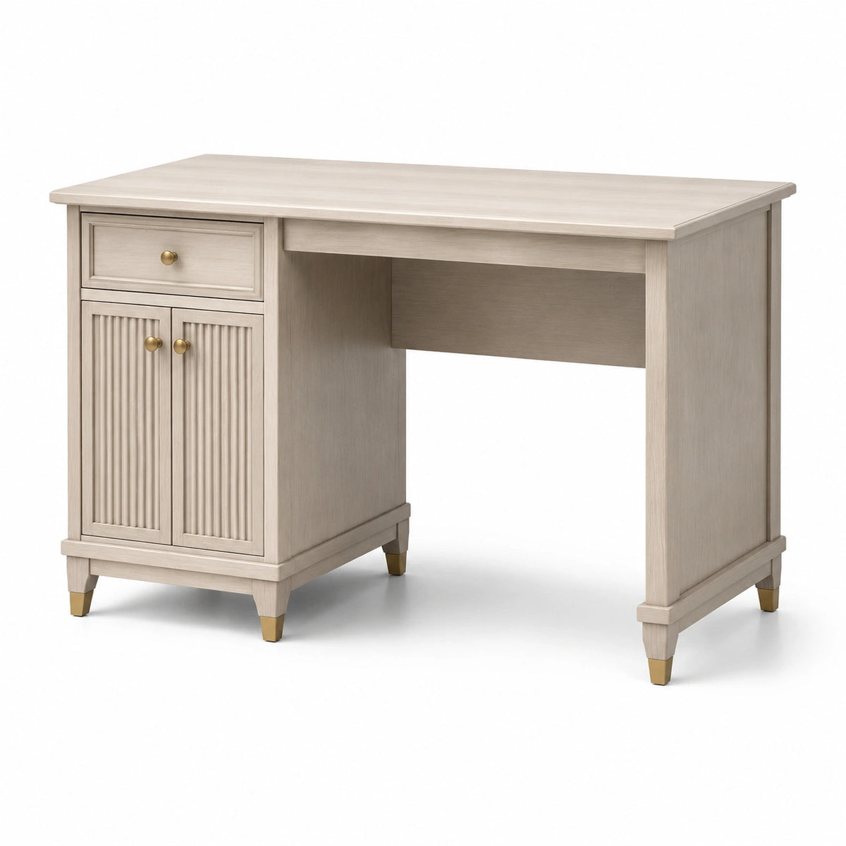 Schreibtisch 120 x 60 x 76 cm Holzwerkstoff Beige Klassischer Arbeitszimmer-Schreibtisch mit Schublade und Schrank
