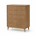 Kommode 90×45×115 cm Holzwerkstoff Braun mit 5 Schubladen im Retro-Stil