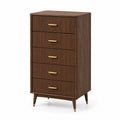 Kommode 80 × 45 × 130 cm aus Holzwerkstoff Braun mit 5 Schubladen geriffelter Front