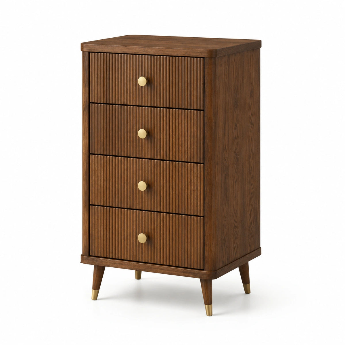 Kommode 80×40×120 cm Holz Nussbraun mit 4 Schubladen Retro-Stil