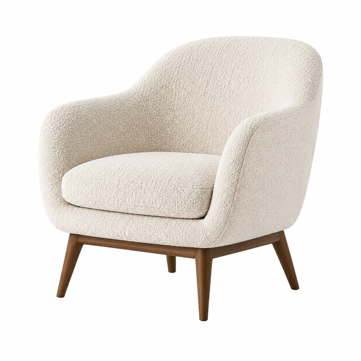 Sessel 78×76×82 cm in Creme mit Boucléstoff und Holzgestell