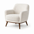 Sessel 75×80×85 cm in Beige mit Bouclé-Bezug und Holzfüßen im Retro-Stil