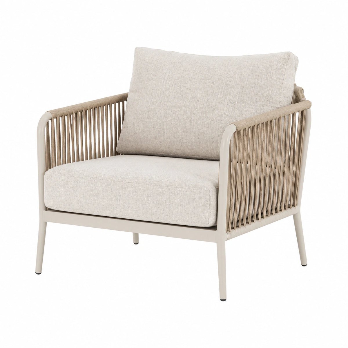 Gartensessel 72 x 78 x 78 cm Beige Metall Seilgeflecht gepolstert
