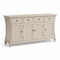 Sideboard 180×45×95 cm Holz Cremeweiß mit 4 Schubladen und 4 Türen im Landhausstil