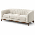 3-Sitzer-Sofa 210 × 90 × 78 cm Creme Strukturstoff Holzgestell Skandinavischer Stil