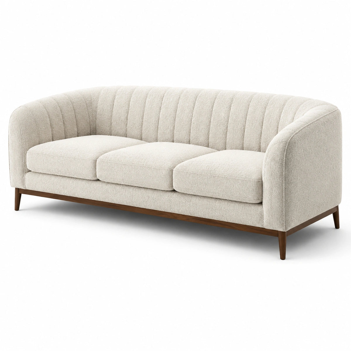 3-Sitzer-Sofa 210 × 90 × 78 cm Creme Strukturstoff Holzgestell Skandinavischer Stil