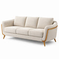 3-Sitzer Sofa 210×88×82 cm Bouclé Beige mit Holzgestell Skandinavischer Stil