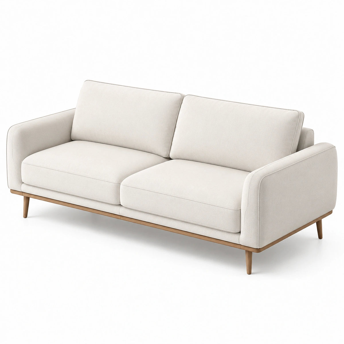 2-Sitzer Sofa 160 × 88 × 82 cm mit Stoffbezug in Creme und Holzfüßen im skandinavischen Stil