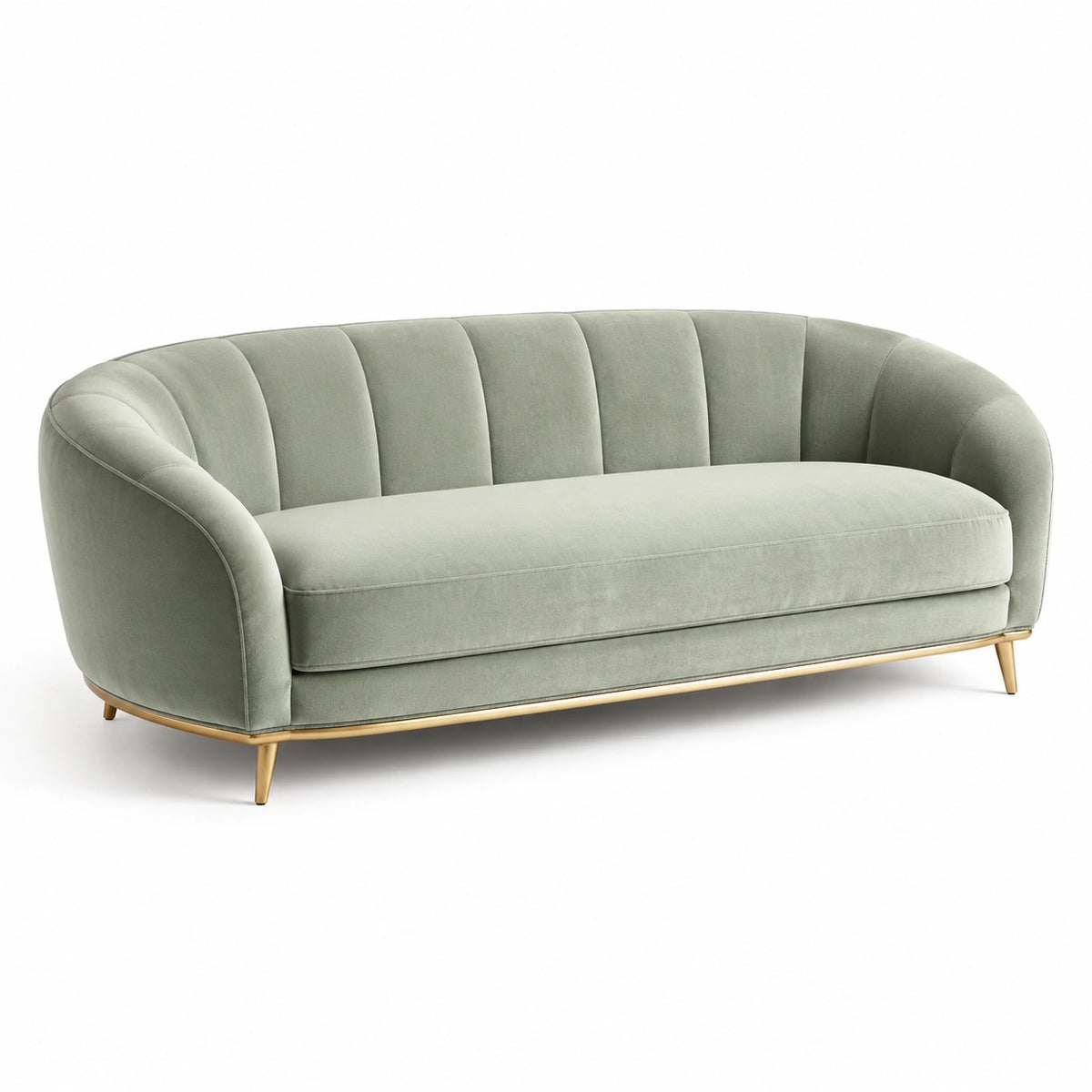 2-Sitzer Sofa 180×85×78 cm Samtstoff Salbeigrün mit Metallfüßen im Retro-Stil