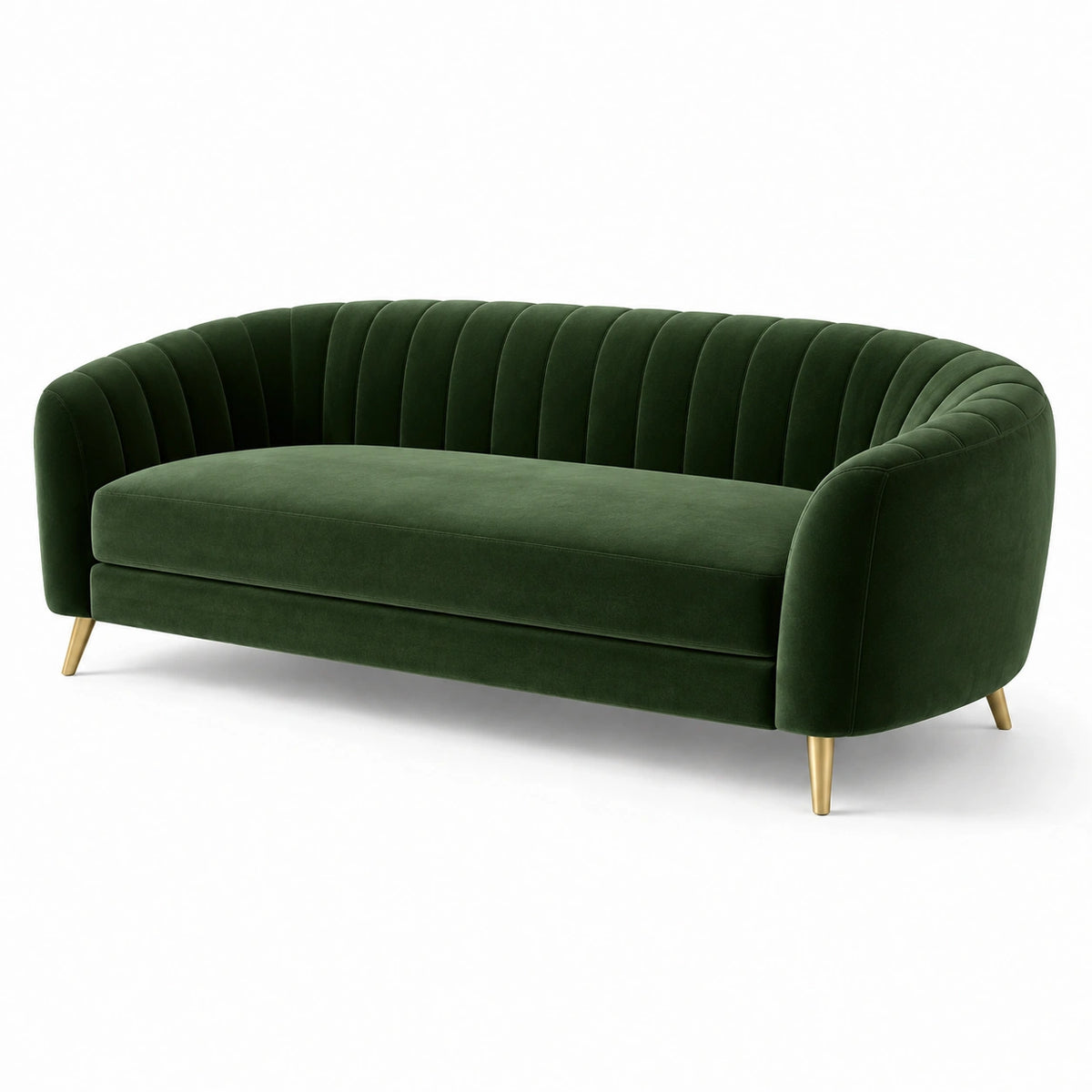 2-Sitzer Sofa 170×85×78 cm aus Samt Dunkelgrün mit gerippter Rückenlehne