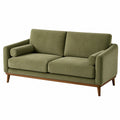 2-Sitzer Sofa 180×85×85 cm Stoff Olivgrün mit Holzgestell im Mid-Century-Stil